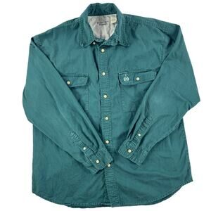 Vintage 1990s Bugle Boy Mens Button Down Shirt - Dark Teal/Green  - Large